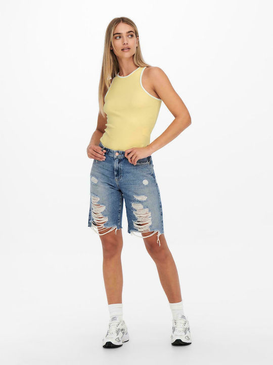 Only Damen Sommer Bluse Ärmellos Gelb