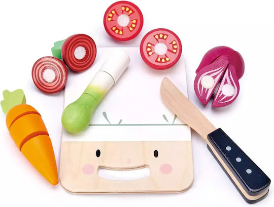 Tender Leaf Toys Joc cu fructe și legume Legume cu Cuțit & Banc de Tăiere din lemn