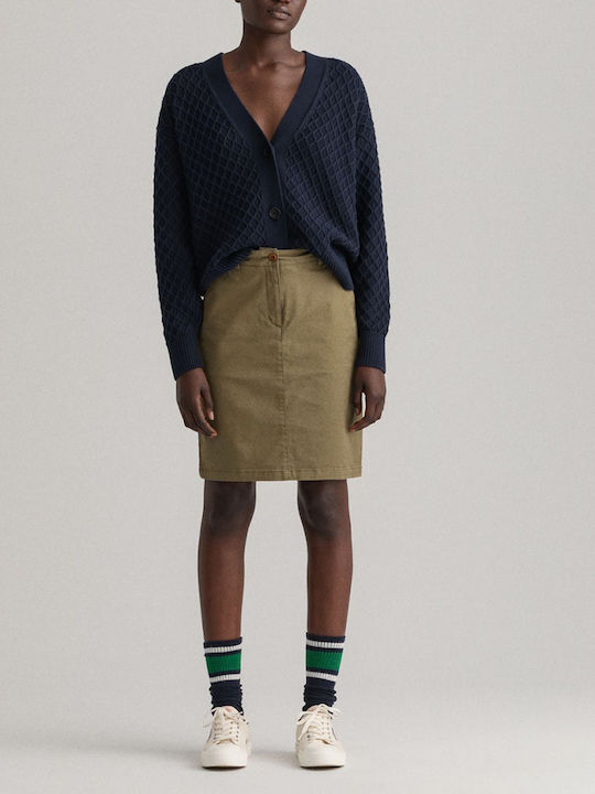 Denim Pencil High-waisted Mini Skirt Khaki
