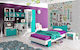 Kids Bedroom Set Queen Green 6pcs with Bed for Mattress 90x200cm