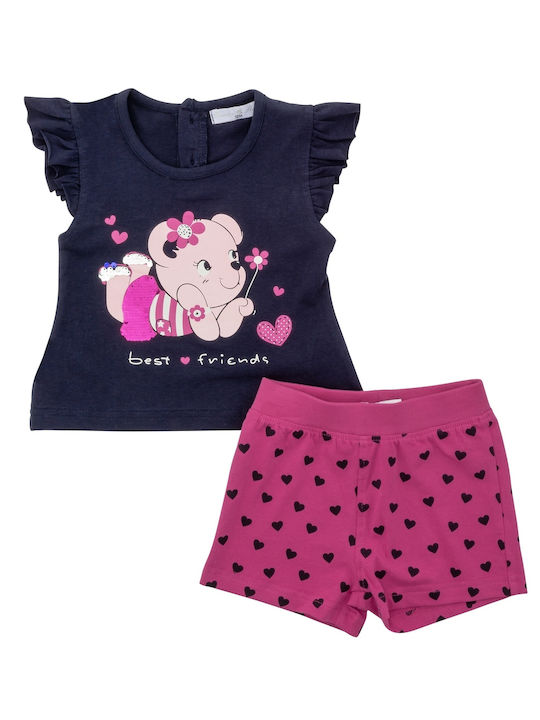 Funky Kids Set with Shorts Summer 2pcs Navy Blue