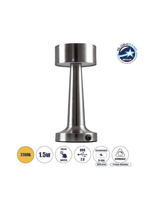 GloboStar Bella Metall Tischlampe LED mit Silbe...