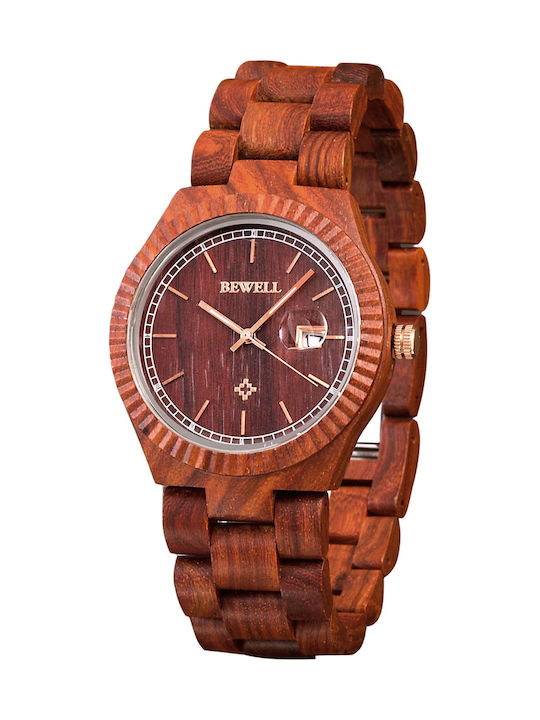 Bewell Cybele Γυναικείο Ρολόι 41mm Μπαταρίας με Καφέ Ξύλινο Μπρασελέ