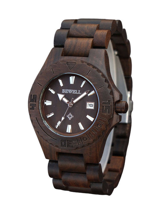 Bewell Eros Watch with Brown Wooden Bracelet