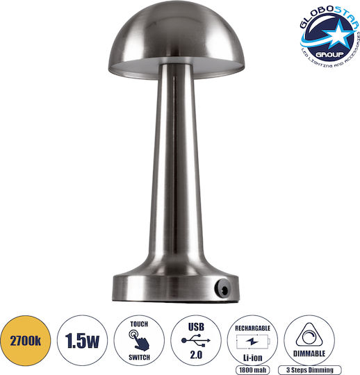GloboStar Coco Metal Table Lamp LED with Silver Shade and Base
