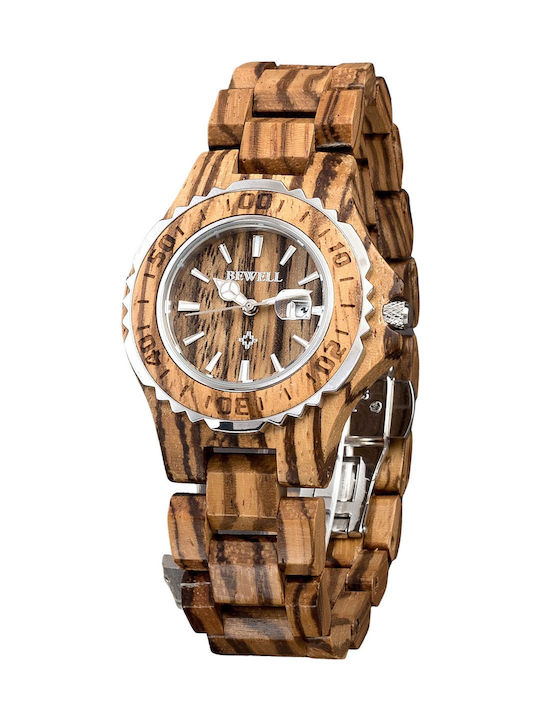 Bewell Gemini Zebra F Women's Watch with Brown ...