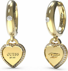 Guess Women's Gold Plated Steel Pendants Earrings for Ears with Stone