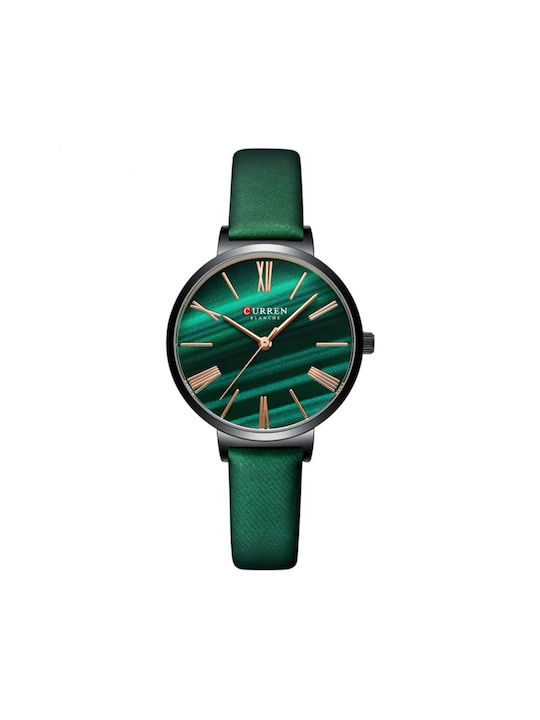 Curren Watch with Green Leather Strap