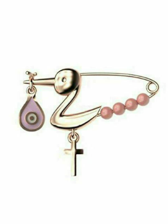 Paraxenies Child Safety Pin made of Gold Plated Silver with Cross for Girl