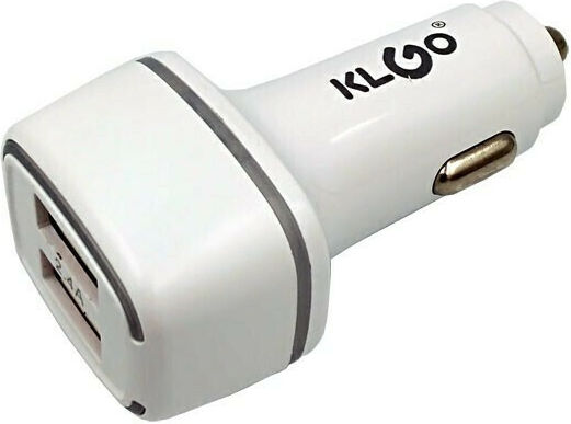 KLGO TC-08 Car Charger with Fast Charging Ports 2xUSB-A White Color
