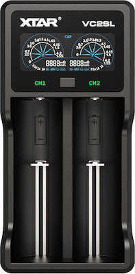 XTAR VC2SL USB Ladegerät 2 Batterien Li-Ion/Ni-MH Größe AA/AAA/D/18650/21700/16340/26650/14500