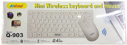 Andowl Q-903 Wireless Keyboard & Mouse Set English US White