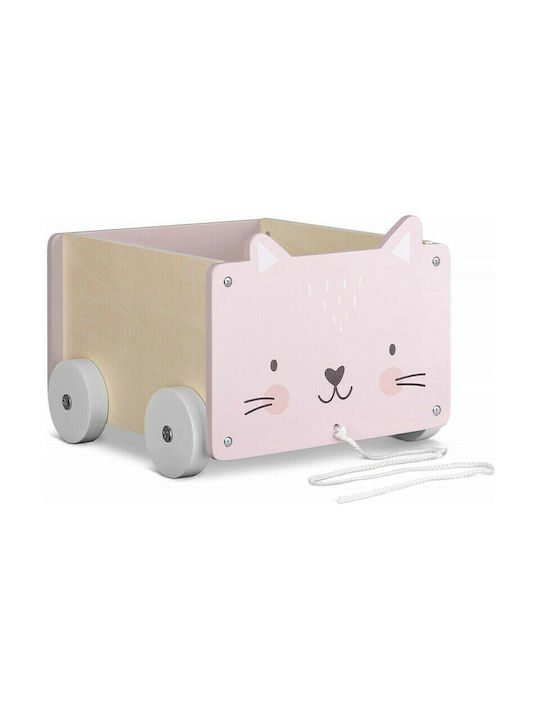 Navaris Kids Wooden Toy Storage Box Pink 26.4x20x25.8cm