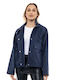Biston Women's Short Parka Jacket Waterproof for Winter with Hood Navy Blue