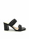 Envie Shoes Synthetic Leather Women's Sandals Black with Chunky Medium Heel