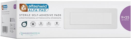 Alfashield Alfa Pad Sterile Adhesive Plasters 9 × 25 cm, 50 Pieces