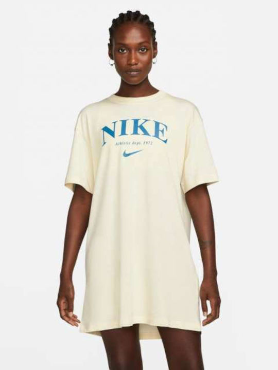 Nike Mini All Day Φόρεμα Βαμβακερό Μπεζ