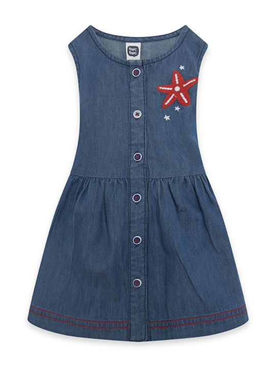 Children's Dress Sleeveless Denim Blue
