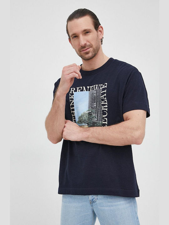 S.Oliver Ανδρικό T-shirt Navy Μπλε με Στάμπα