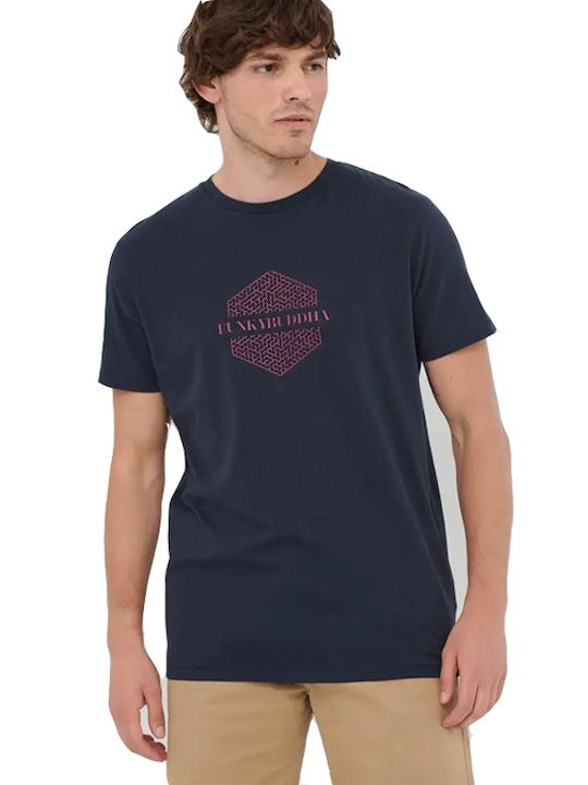 Funky Buddha FBM005-36804 T-shirt Bărbătesc cu Mânecă Scurtă Albastru marin FBM005-368-04-NAVY