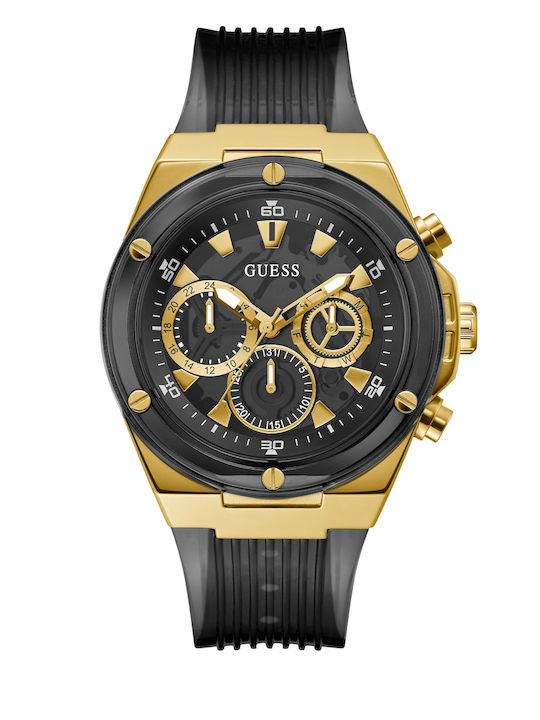 GC Watches Мъжки Часовник 46мм Хронограф На батерия с Черен Каучукова Каишка