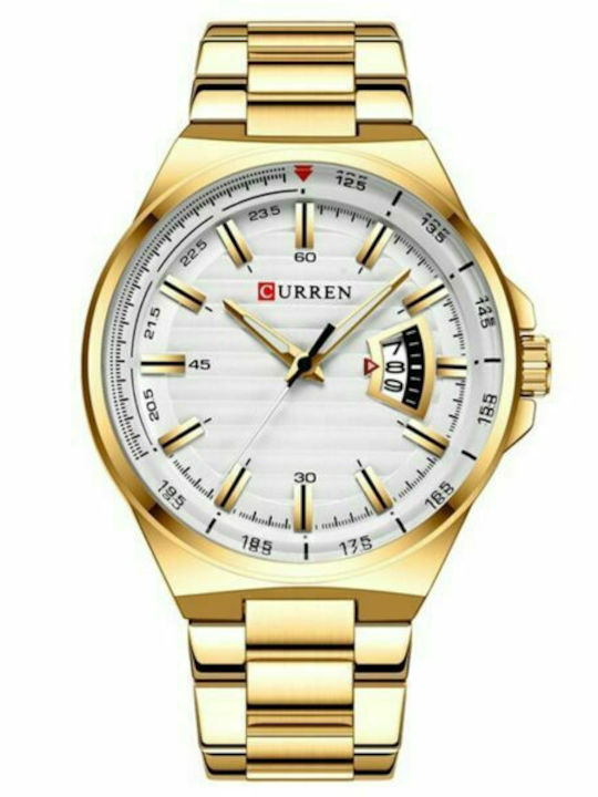 Curren Herrenuhr 45mm Batterie mit Gold Metalla...