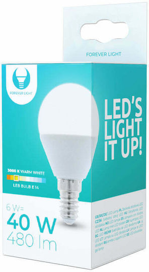 Forever Light LED Bulb 6W 79mm for Socket E14 and Shape G45 Warm White 480lm