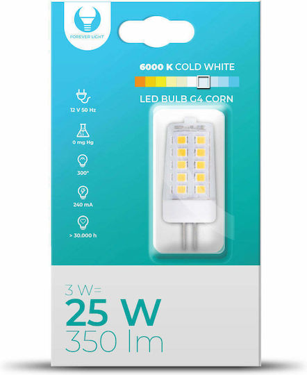 Forever Light LED крушка 3W за фасунга G4 Хладно бяло 350лм