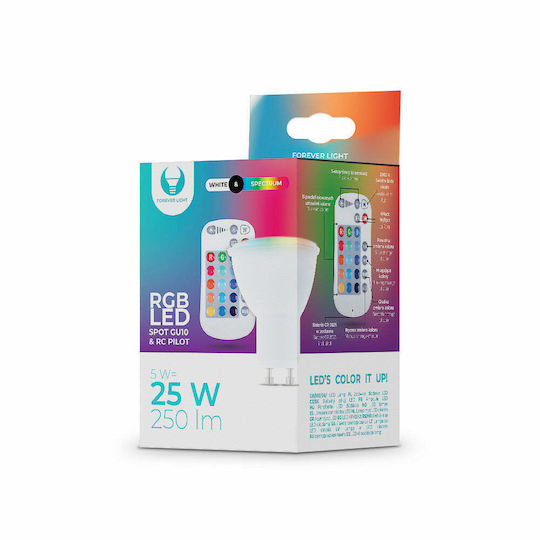 Forever Light Smart Λάμπα LED 5W για Ντουί GU10 και Σχήμα PAR16 RGB 250lm