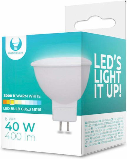 Forever Light Λάμπα LED 6W για Ντουί GU5.3 και Σχήμα MR16 Θερμό Λευκό 240lm