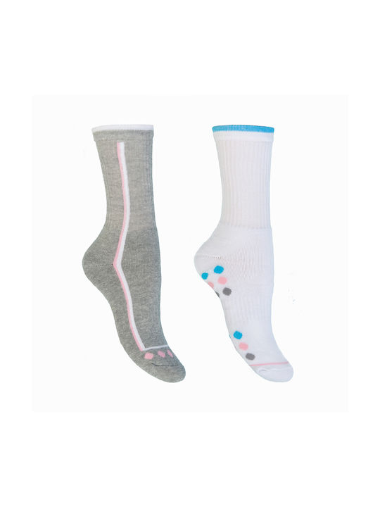 Damen Socke mit weichem Fuß 2 Paar grau weiß
