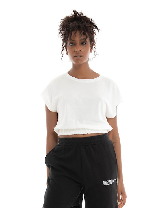 Only Women's Summer Crop Top Cotton Short Sleeve White