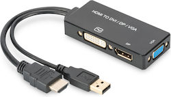 Digitus AK-330403-002-S HDMI / USB-A male σε DVI-I / DisplayPort / VGA female
