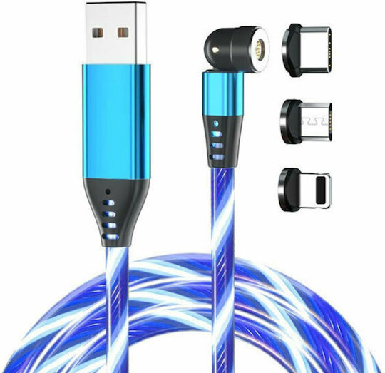 Redled Magnetic USB to Lightning / Type-C / micro USB Cable Μπλε 1m (27919)
