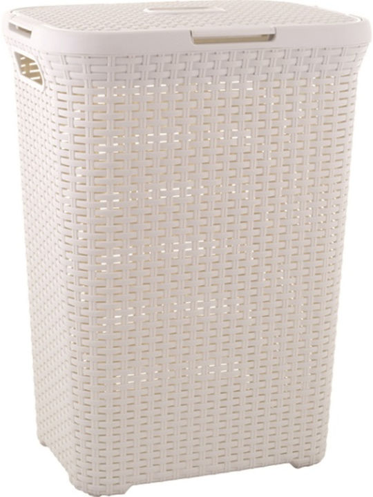 Curver Style Coș De Rufe Din Paie 60lt Cu Capac 44.8x34.1x61.5cm Alb
