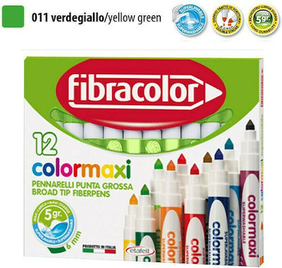 Fibracolor Colormaxi Πλενόμενοι Μαρκαδόροι Ζωγραφικής Χονδροί σε Πράσινο Ανοιχτό Χρώμα 12τμχ