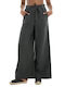 Ecoalf Zami Women's High-waisted Fabric Trousers with Elastic Black