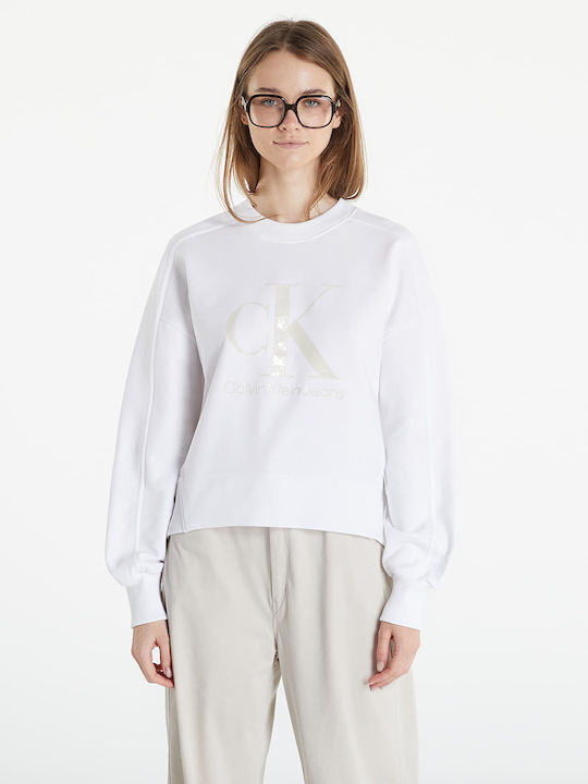 Calvin Klein Gel Monogram Γυναικείο Φούτερ Λευκό