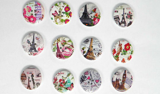 Paperpack Net Wooden Buttons 3x3cm 100pcs (Various Colors)