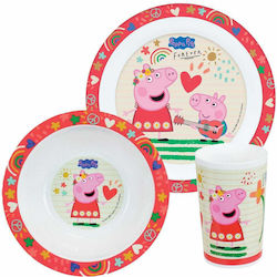 Ango Set de hrănire Peppa Pig din Plastic Multicolor 3buc