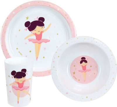 Ango Feeding Set Ballerine made of Plastic Pink 3pcs