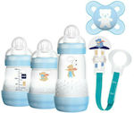 Mam Σετ Πλαστικά Μπιμπερό Welcome To The World Gift Set Κατά των Κολικών με Θηλή Σιλικόνης 260ml για 0+ μηνών 5τμχ Γαλάζιο Αρκουδάκι