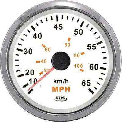 Eval Boat Mileometer 04515-INOX55mph Stainless Steel Black Mileometer