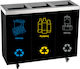 Mopatex Метал Контейнер За рециклиране Ролкови 3x53лт Черен
