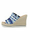 Toms Women's Fabric Platform Wedge Sandals Navy Blue