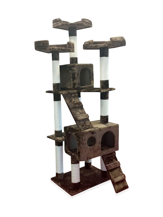Pet Interest Triple Tower Playground Scratching Post Cat Trees Brown 3 levels 84x56x183cm