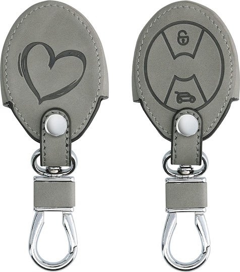 Silicone Car Key Cover Case Brushed Heart with 3 Buttons for Mini Cooper Gray