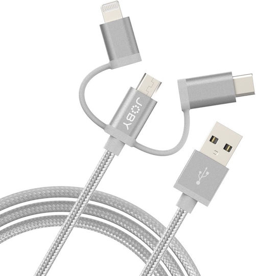 Joby Braided USB to Lightning / Type-C / micro USB Cable Γκρι 1.2m (JB01818-BWW)
