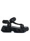 Seven Damen Flache Sandalen Sportlich in Schwarz Farbe