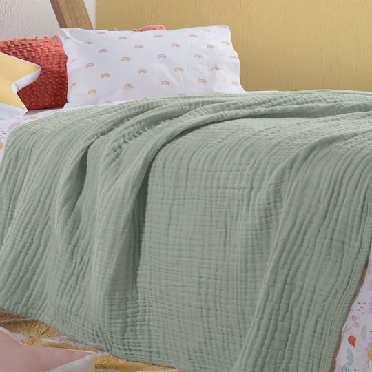 Nef-Nef Homeware Blanket Cot Whisper Cotton Green 110x150cm